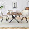 VYNXARIA Modern minimalist multifunctional lifting table,0.8-inch wood grain craft sticker desktop,4 faux leather upholstered dining chairs - 2 of 4