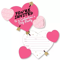 Big Dot of Happiness Be My Galentine - Shaped Fill-in Invitations - Galentine's and Valentine's Day Party Invitation Cards with Envelopes - Set of 12