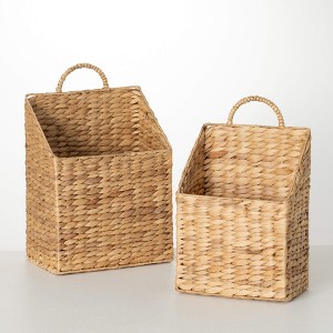 Sullivans 17.5" & 16" Natural Handled Floor Baskets Set of 2 - 1 of 3