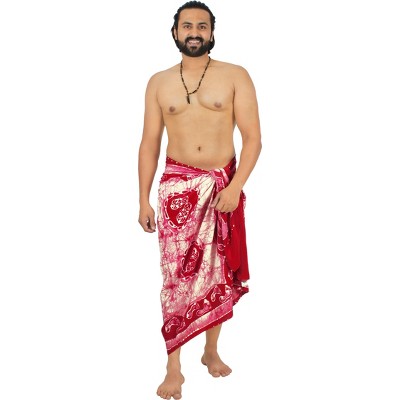 LA LEELA Men's Sarong Bath Hawaiian Wraps Pareo One Size Red
