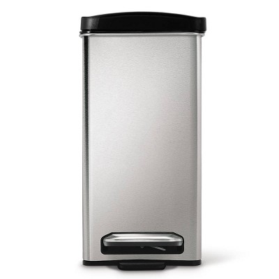 Brushed Stainless Steel 2.6 Gallon Slim Trash Can with Pedal