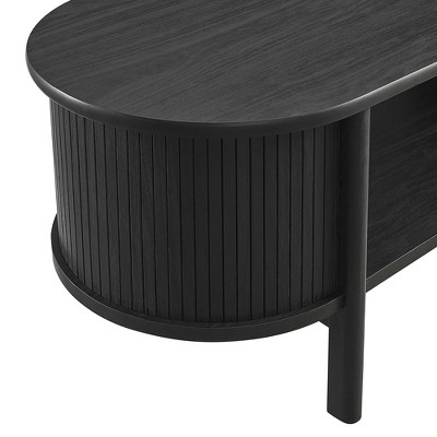 Cadence Black Oval Wood Coffee Table with Storage