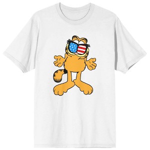 Garfield Classic Cartoon 4th of July Holiday  White Graphic Tee - 1 of 2