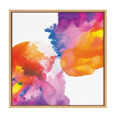 22" x 22" Sylvie My First Kiss by Mentoring Positives Framed Wall Canvas Natural - Kate & Laurel All Things Decor