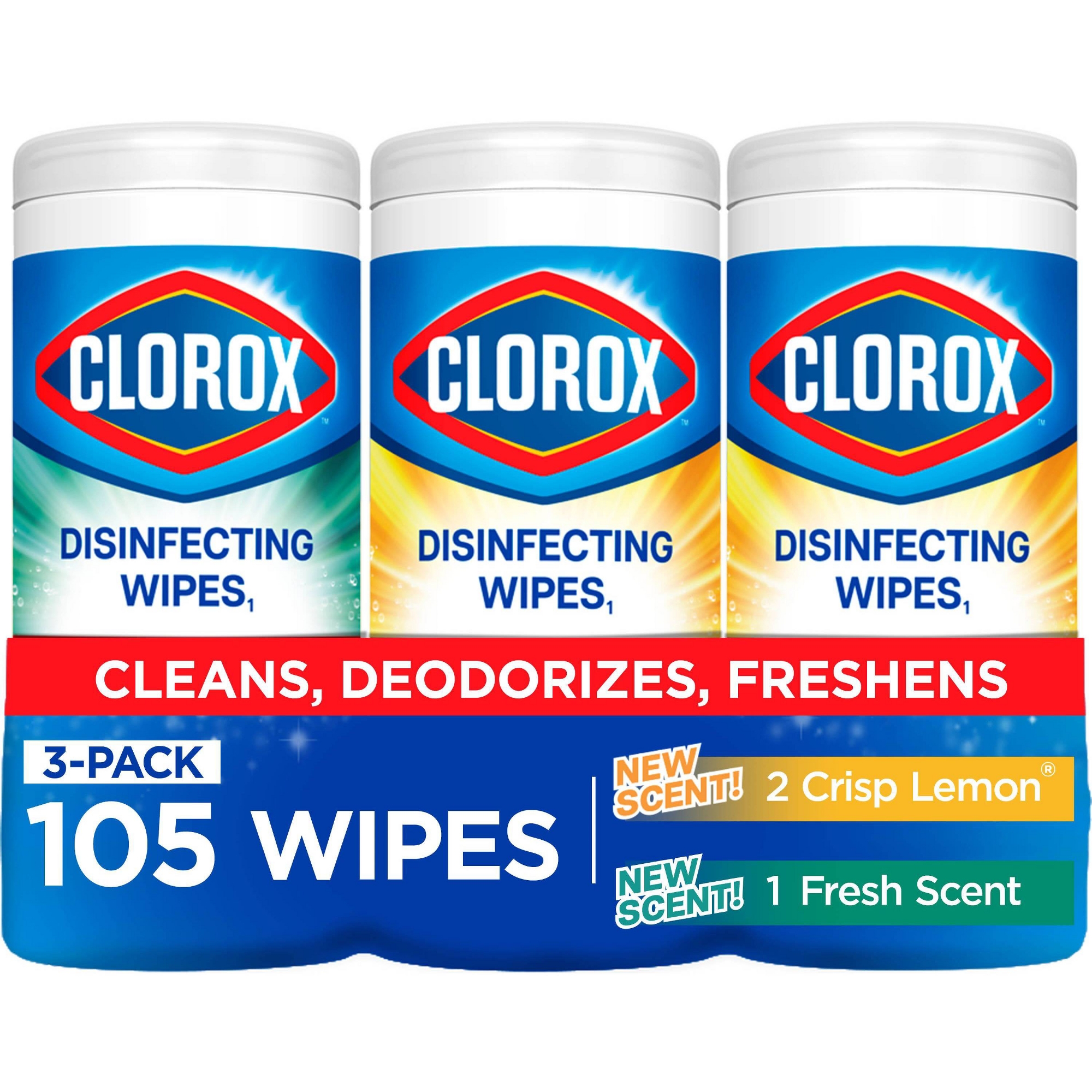Clorox Lemon & Fresh Bleach Free Disinfecting Wipes Value Pack - 105ct/3pk