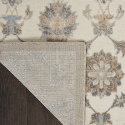 Grand Villa Cream and Gray Synthetic Medallion Area Rug