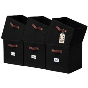 Racxily Set of 6 Fabric Storage Bin, Cube Storage Bin, Cube Organizer Bin,Black - 1 of 3