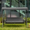 Outsunny 3 Person Patio Swing Chair Bench Outdoor Convertible Hammock Bed with Adjustable Canopy, Cushion, Pillows for Porch, Backyard, Garden - 3 of 4
