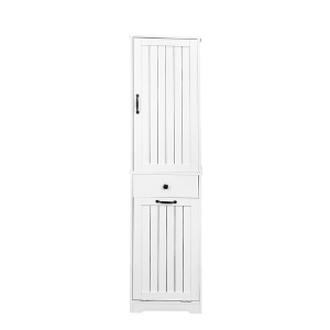 TiramisuBest White freestanding floor storage cabinet with adjustable shelves, 4 drawers and 1 door - 1 of 4