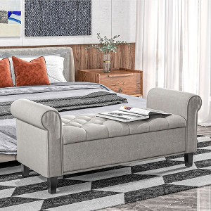 NicBex Storage Bench Ottoman with Storage with Rolled Arms Button Tufted Storage Bench for Bedroom, Entryway - 1 of 4