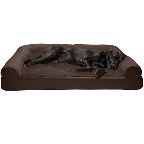 Furhaven Plush & Suede Full Support Sofa Dog Bed - Jumbo Plus, Espresso ...