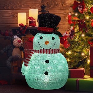 Set of 2 Christmas Lighted Snowman, 2 Ft Christmas Snowman Decorations, Pre-Lit Outdoor Snowman Wear Hat Scarf, Xmas Decor for Home Holiday Party - 1 of 4