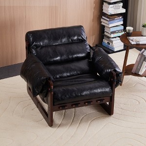 Hrinhom 27.6" W Lounge Chair, Leather Sofa Chair,Vintage Accent Chair - 1 of 4