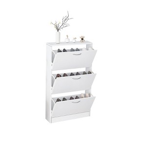 Karl Home 3 Flip Drawers White Particle Board 22.83in. W Shoe Cabinet - 1 of 4