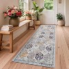 Floral Print Rugs for Living Room Bedroom Vintage Trellis Accent Rug Soft Foldable Washable Indoor Rug - 3 of 4