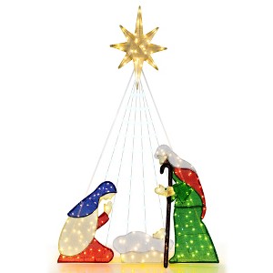 Tangkula 6 ft Nativity Scene Set Pre-Lit Christmas Scene w/ 240 LED Lights & 6 lightening Modes - 1 of 4