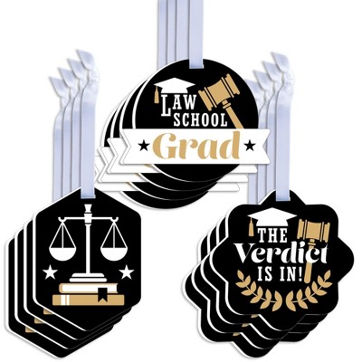 Big Dot of Happiness Law School Grad - Assorted Hanging Doctor Graduation Party Favor Tags - Gift Tag Toppers - Set of 12