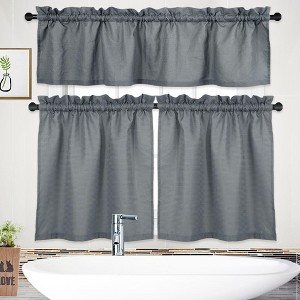 Waffle Weave Textured Solid Curtains for Bathroom Kitchen Cafe - 1 of 4