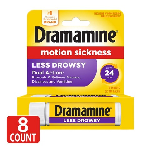 Dramamine All Day Less Drowsy Motion Sickness Relief Tablets for Nausea, Dizziness & Vomiting - 8ct - image 1 of 4