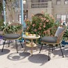 3-PCS Patio Conversation Set Outdoor Leisure Set Furniture Set with 2 Rattan Chairs & Glass Round Table for Patios, Balconies, Courtyard -ModernLuxe - 2 of 4