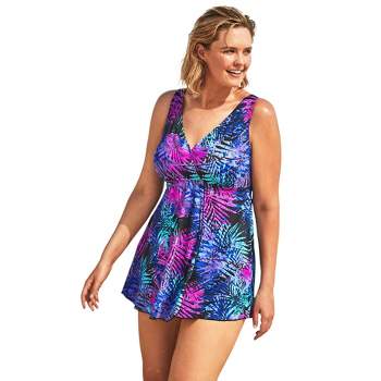 Swimsuits For All Women’s Plus Size Tie Front V-neck Swimdress, 8 ...