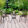 Costway Outdoor Cast Aluminum Arm Dining Chairs Set of 2 Patio Bistro Chairs, Brown - 4 of 4