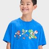 Boys' Super Mario Front and Back Short Sleeve Graphic T-Shirt - Blue - 2 of 4