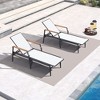 PURPLE LEAF Outdoor Chaise Lounge Chair Set of 2 Patio Pool Lounger Chairs with Wooden Armrest Sunbathing Tanning Recliner for Outside Backyard - 4 of 4