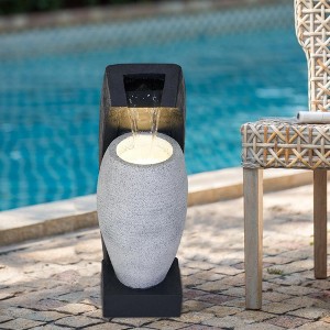 NAYSAYE Fountain Black and White Vase Design Water Feature for Garden Patio Indoor Outdoor, Black and White, 8.1"*23.4"*11" - 1 of 4