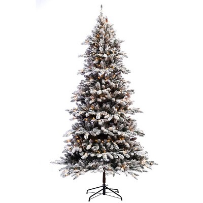 7.5ft Pre-lit Artificial Christmas Tree Flocked Full Bradford Fir