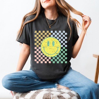 Simply Sage Market Four Square Smiley Face Garment Dyed Tee