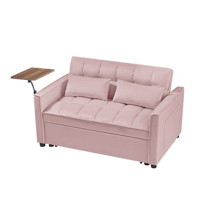 NicBex Velvet Fabric Loveseat Sofa Modern Convertible Pull-Out Sofa Bed with Adjustable Backrest for Living Room,Apartment