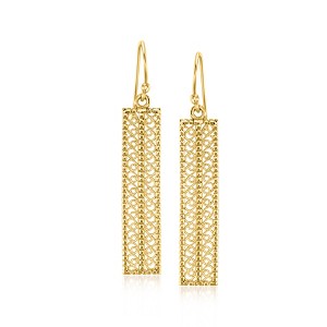 Ross-Simons 18kt Gold Over Sterling Filigree Bar Drop Earrings - 1 of 3