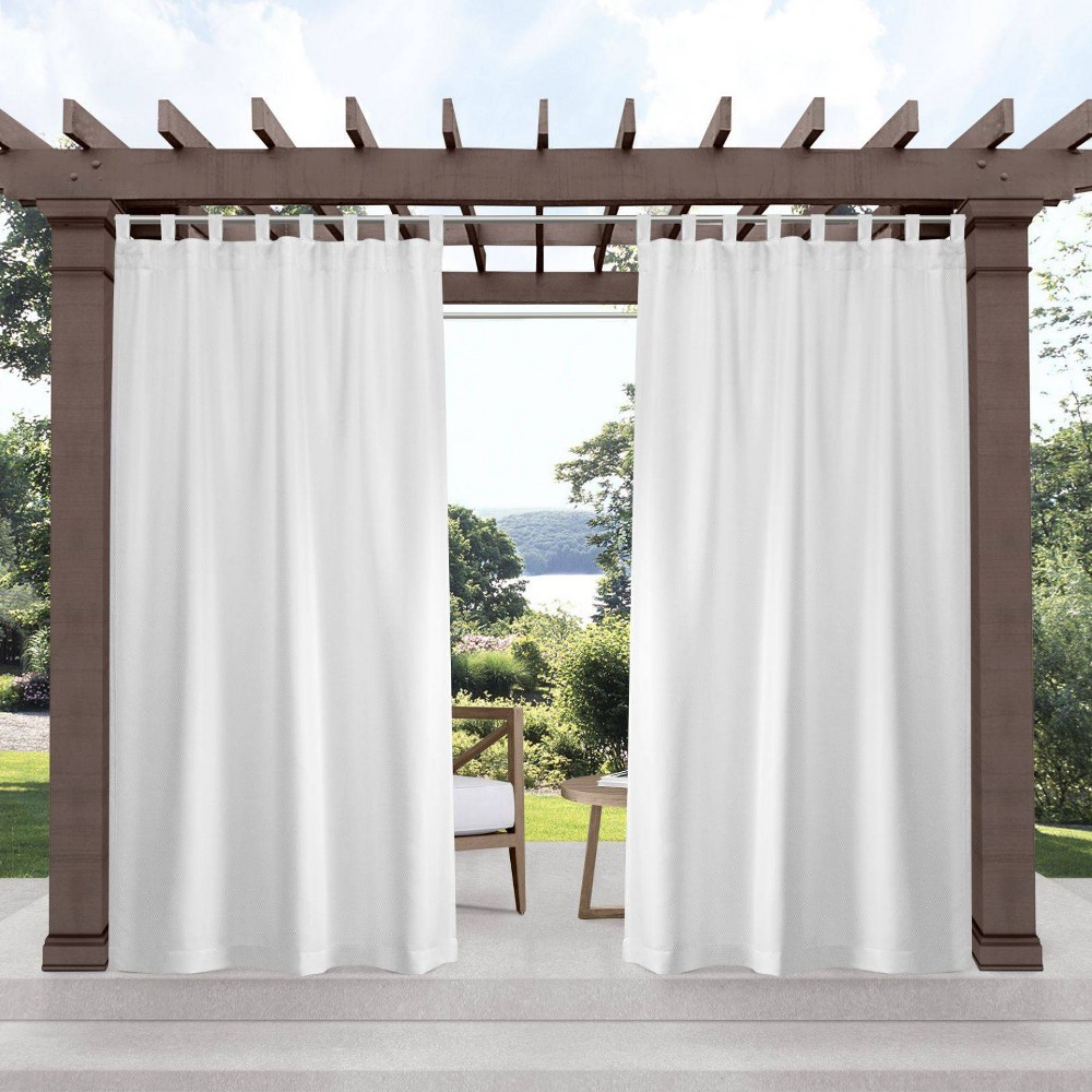 Photos - Curtains & Drapes Set of 2  Indoor/Outdoor Solid Cabana Tab Top Curtain Panels Whi(144"x54")