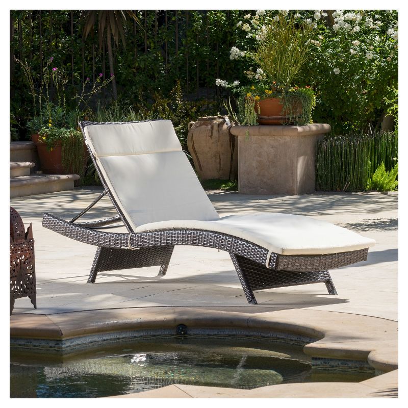 Salem Brown Wicker Adjustable Chaise Lounge - Beige - Christopher Knight Home, 3 of 13