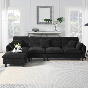 Whisen Modern L-shaped Convertible Sectional Sofa, 5-seat Cloud Chenille Indoor Furniture with Ottoman - 1 of 4