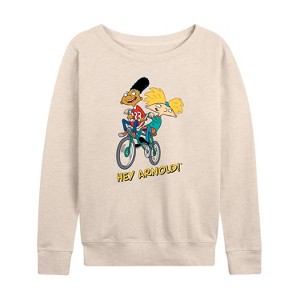 Women's - Hey Arnold! - Arnold and Gerald Bike Lightweight French Terry Slouchy - 1 of 4