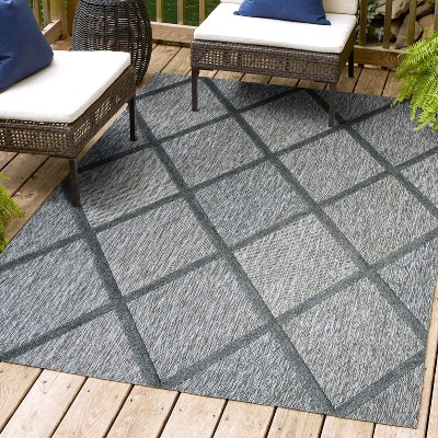 Transitional Diamond Trellis 3x5 Dark Gray Synthetic Area Rug