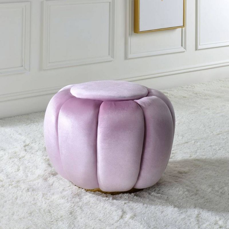 19&#34; Heiress Ottoman Bubblegum Pink Velvet - Acme Furniture, 1 of 6