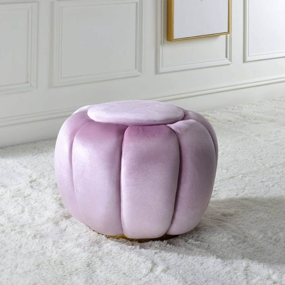 Photos - Pouffe / Bench 19" Heiress Ottoman Bubblegum Pink Velvet - Acme Furniture