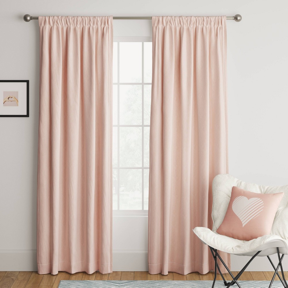 1pc 42"x63" Room Darkening Heathered Thermal Window Curtain Panel Pink - Room Essentials