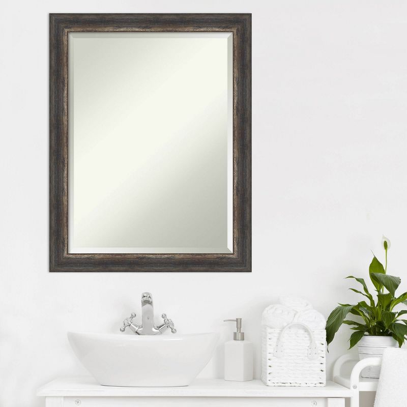 Bark Rustic Framed Bathroom Vanity Wall Mirror Charcoal - Amanti Art, 5 of 10