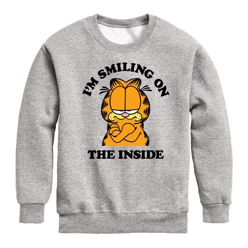 Boys' - Garfield - Smiling On The Inside Graphic Long Sleeve Fleece Sweatshirt - image 1 of 4