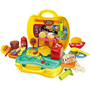Ready! Set! Play! Link 35 Piece Little Chef Portable Snack Bar Case Play Set, Food Pretend Play Toys