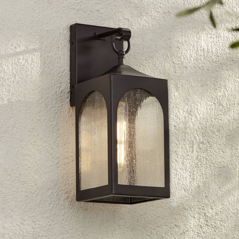 Possini Euro Design Tyne Modern Outdoor Wall Light Fixture Bronze 16 1/2" Seedy Glass for Post Exterior Barn Deck House Porch Yard Posts Patio Home, 2 of 8