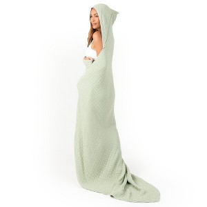 Comfy Cubs Muslin Adult Hooded Towel - Large, Absorbent Hooded Bath Towels for Adults, Stylish Towel with Hood - 1 of 4