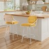 Art Leon Comfortable Fabric Mid-century Modern Swivel Barstool with Wood Back and Metal Frame - 3 of 4