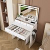 Makeup Vanity Desk with Stool, Small Vanity with Power Outlet and Hair Dryer Holder, 3 Lighting Color Adjustable - 2 of 4