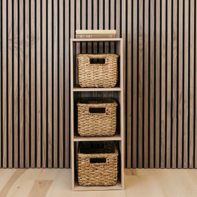 Piperton 35.43" Contemporary Natural Sugarberry 3-Cube Organizer