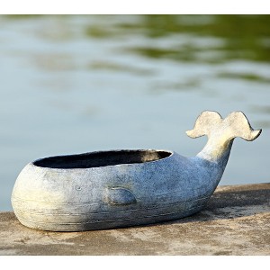 SPI Home Whale Planter – 17" Nautical Aluminum Plant Holder, Coastal Ocean-Inspired Garden or Indoor Décor with Sculptural Whale Design - 1 of 3